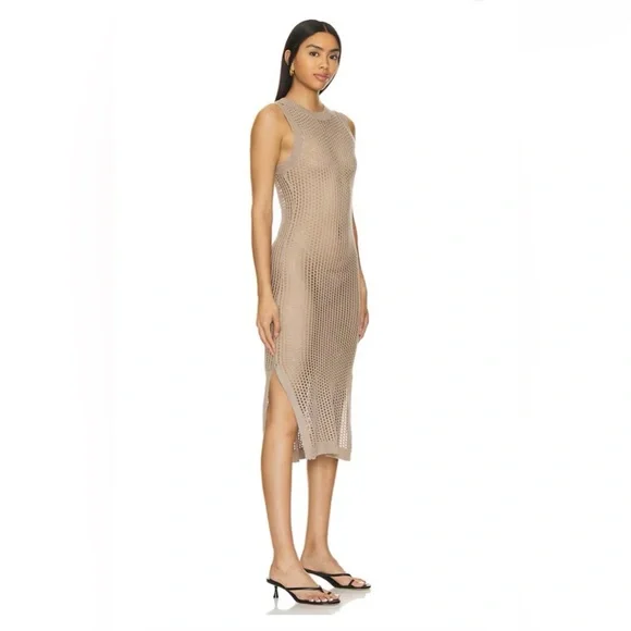 BOBI BLACK REVOLVE NWT MIDI DRESS IN TAUPE - Picture 2 of 8